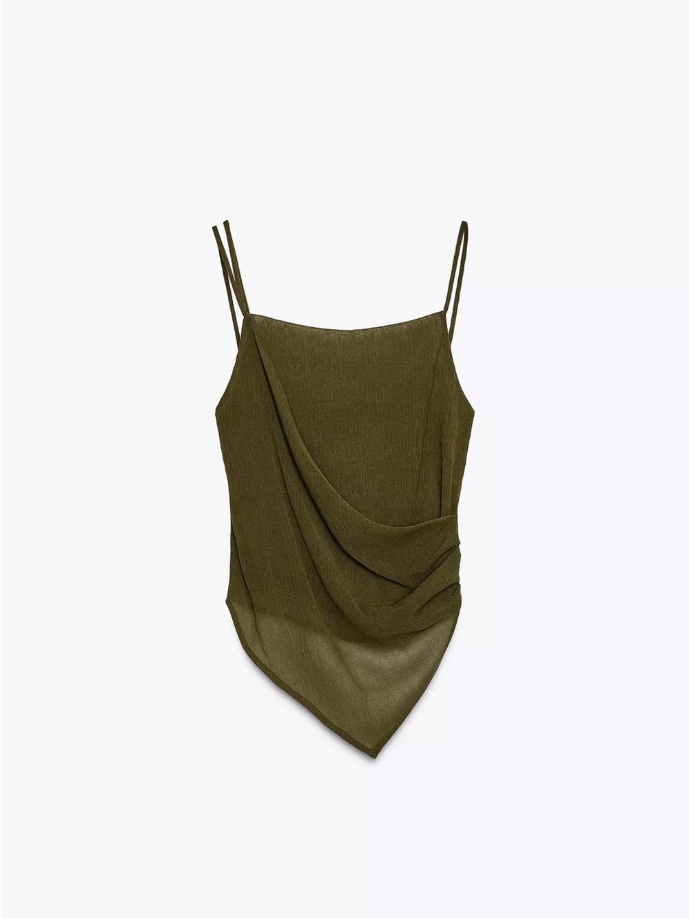 Zara Olive Draped Spaghetti-Strap Cami